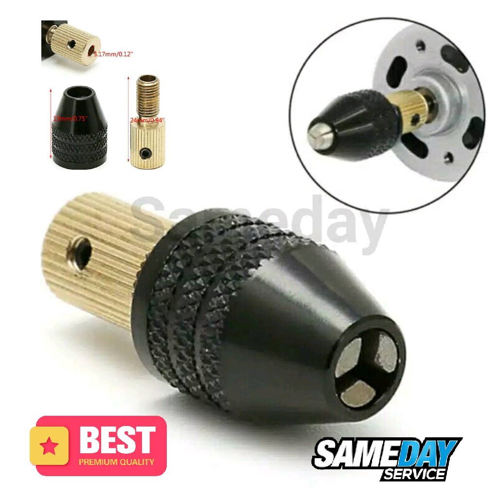 Keyless Chuck Collet Mini Drill Kepala Bor Dinamo Motor DC 3.17mm