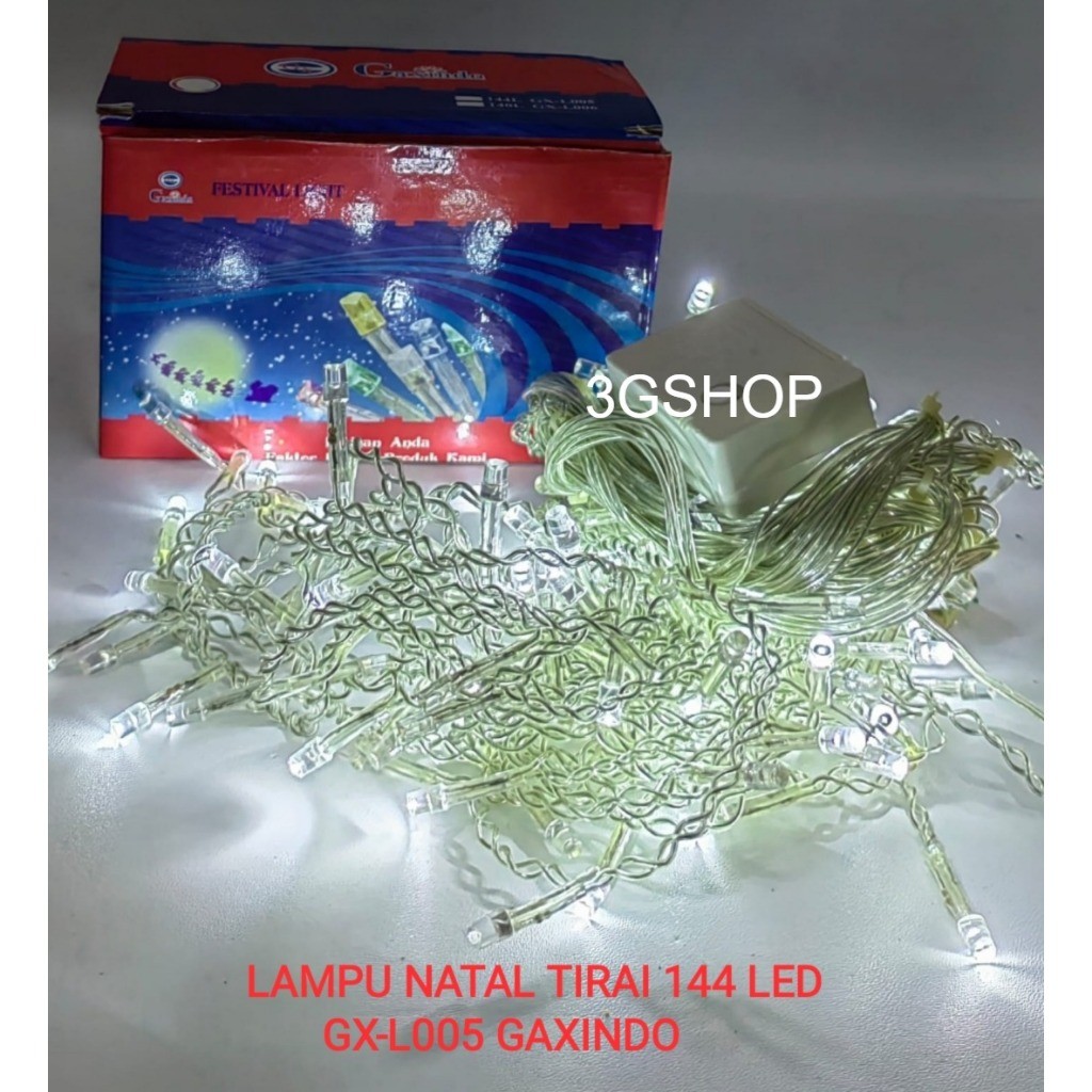 Lampu Hias Tirai 144 LED GAXINDO – Warna Cerah Menawan, Cocok untuk Natal & Pesta