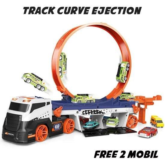mainan truck hauler track canon ball curve ejection - canon ball
