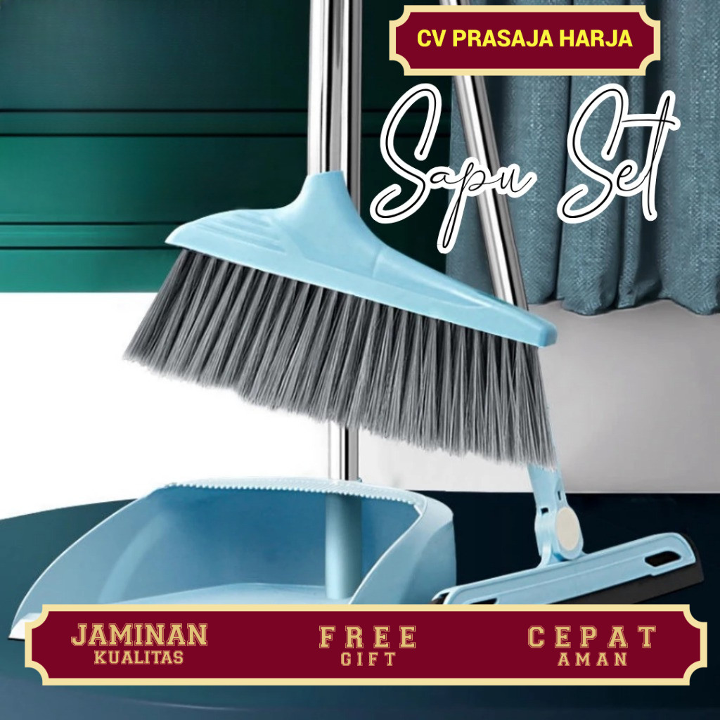 Masterhome Sapu Set 3in1 | Alat Pembersih Lantai | Set Sapu Pengki Pel | Broom Set | Sapu Pengki Pel