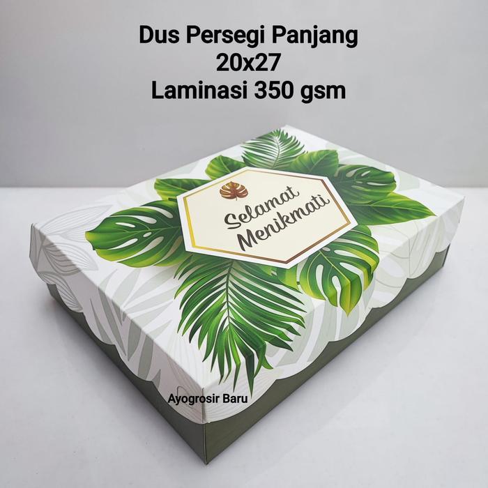 [dapur Liaa] Dus Nasi PREMIUM 20x27 Laminasi Persegi Panjang isi 50 pcs Motif Rustic Green Box Besek