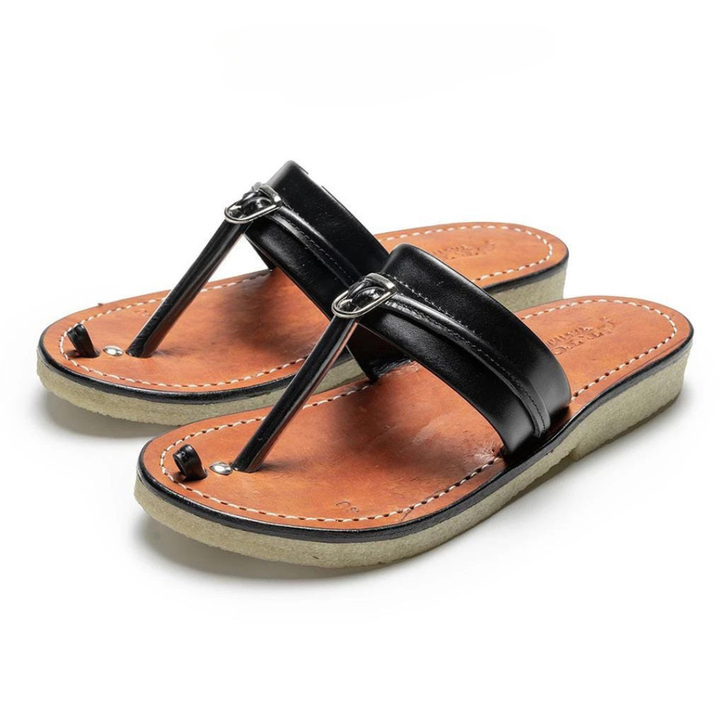 Sandal Kulit Tarumpah Jajaka Sendal Jepit Terompah Sol Karet Mentah Asli Tebal Anti licin