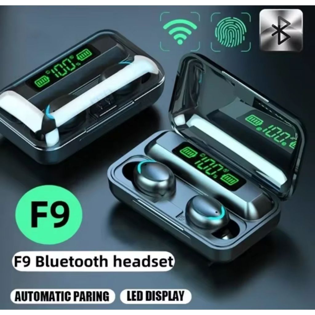 F9-5C TWS Bluetooth Headset Earphone Nirkabel LED Display Powerbank Case Touch Control