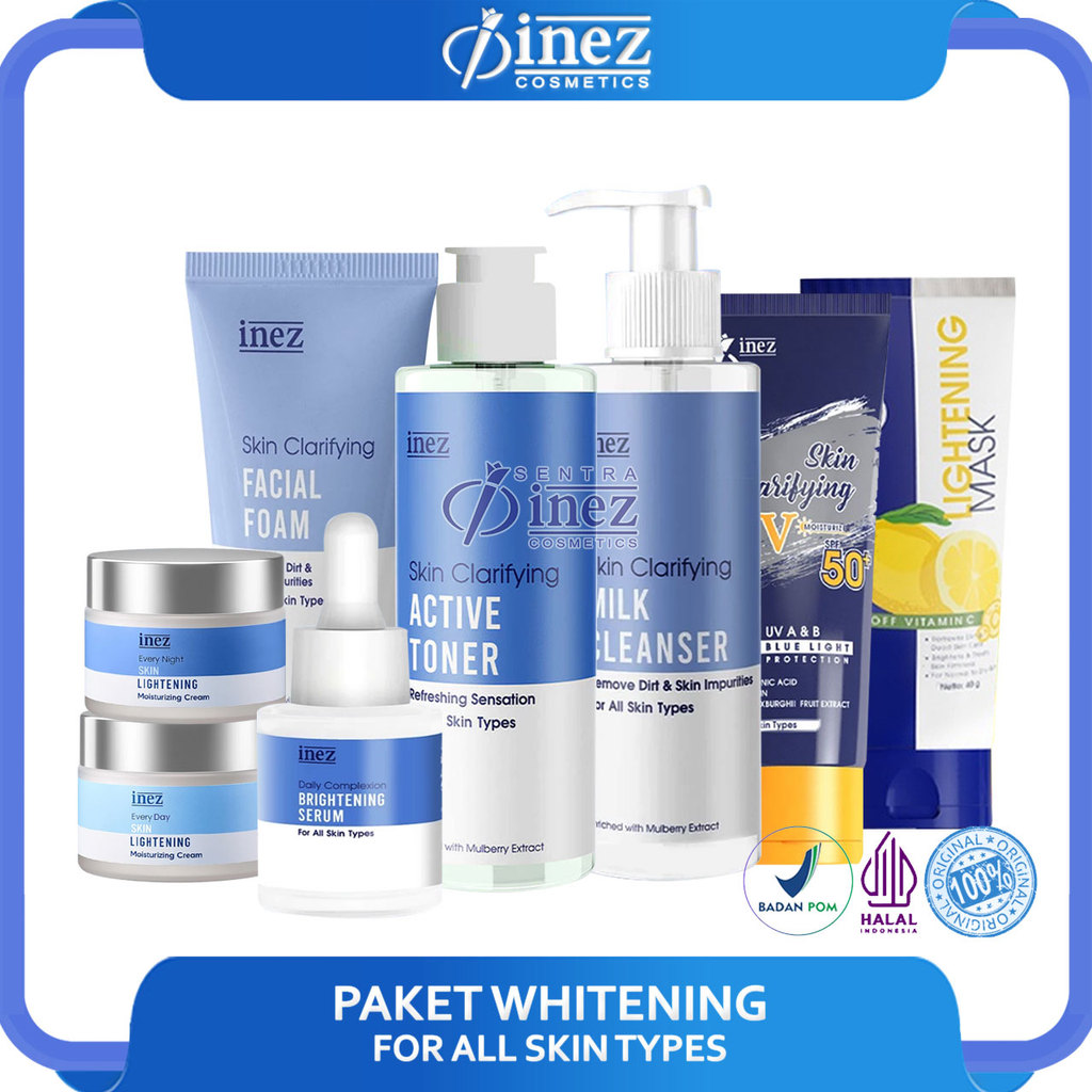 INEZ Paket Whitening Skin Lightening Series Perawatan Wajah Glowing