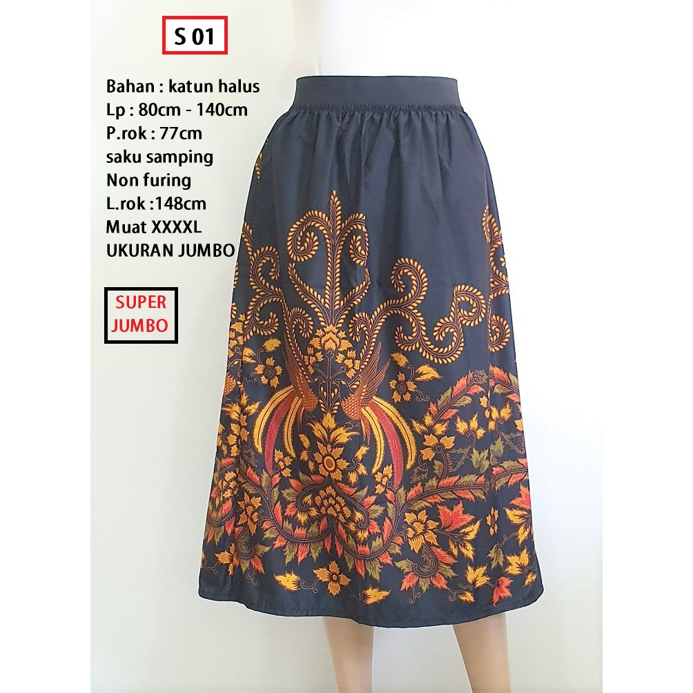 KOKKISHOP  ROK KARET BATIK SUPER JUMBO 7/8 ROK BATIK JUMBO TANIA