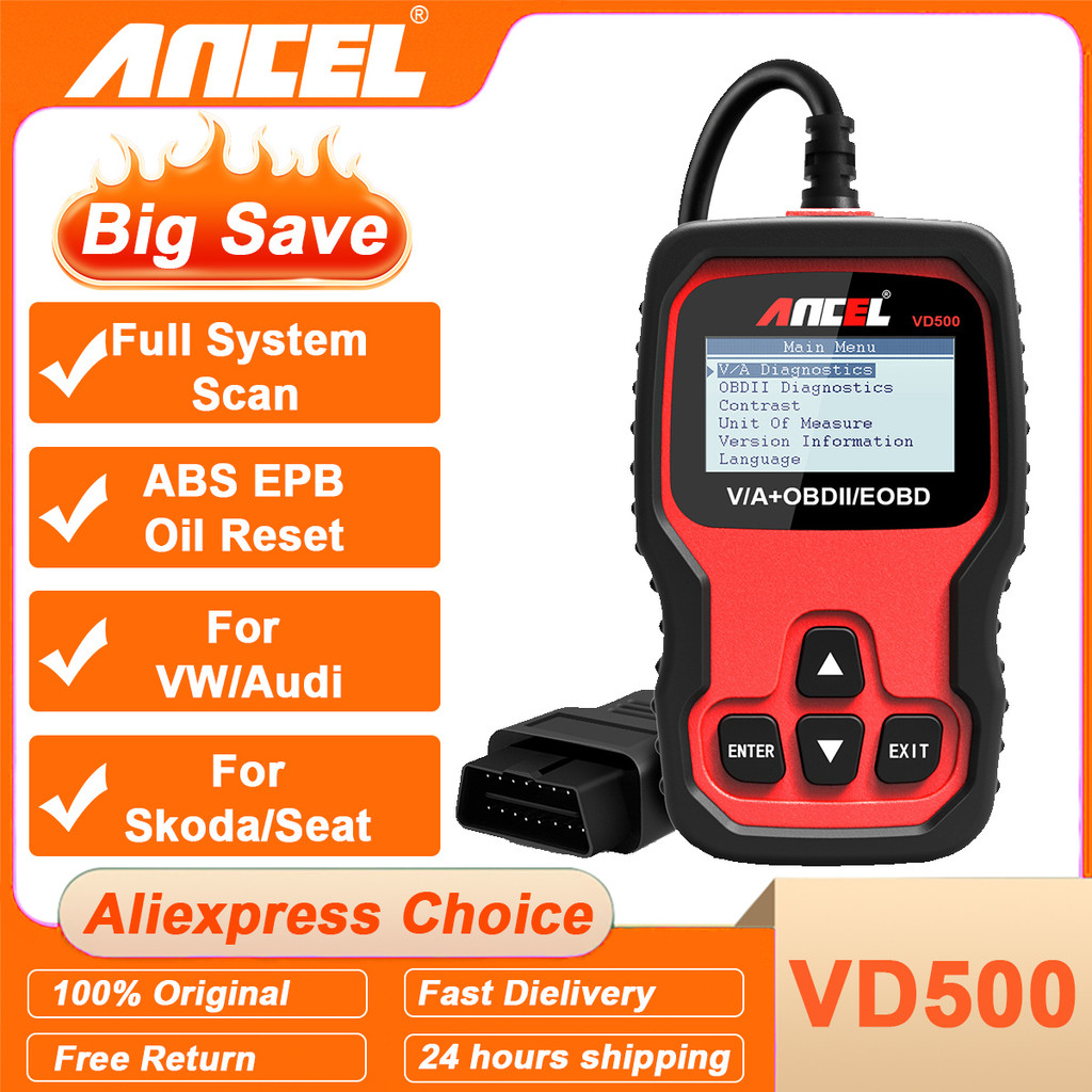 Ancel VD500 OBD2 Scanner Full System Scan ABS Oil EPB Reset OBD 2 agnostic Automotive Scanner Tool C