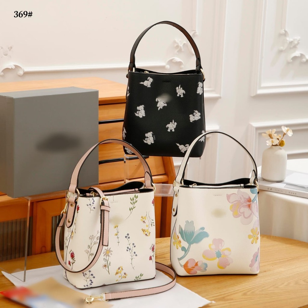 PB Tas Wanita #369 Bucket Bag Bahan Kulit Semi Platinum