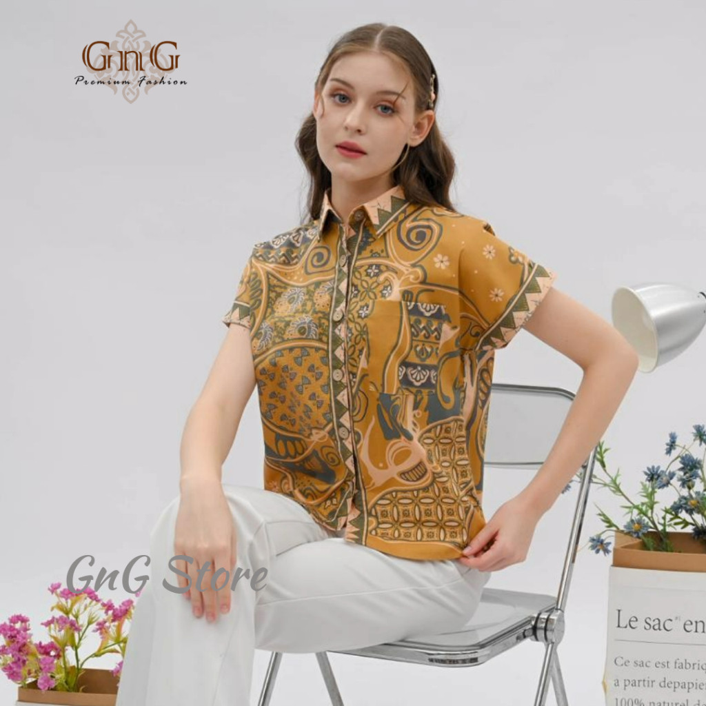 Atasan Batik 259 WIN/ Blouse Batik Wanita/ Seragam Batik/ Kemeja Batik Wanita/ Batik Kantor/ Batik S