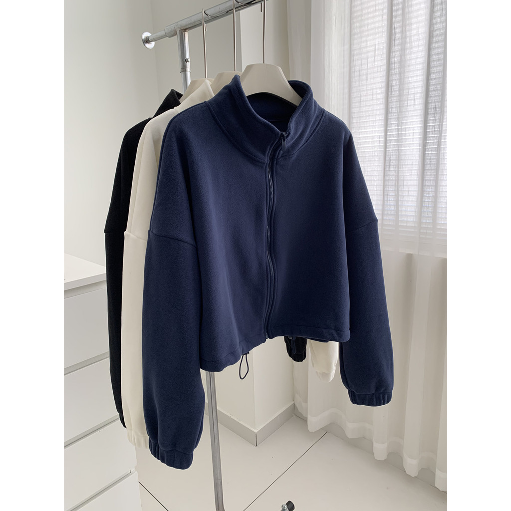 Jaket Sweater Fleece Hangat Tebal untuk Wanita