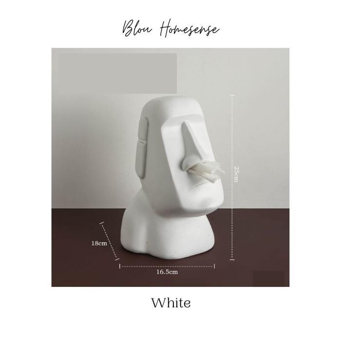 Blou Moai Kepala Batu Tissue Box Kotak Tissue Unik insp Moai Statue - Putih Pasti Ori 