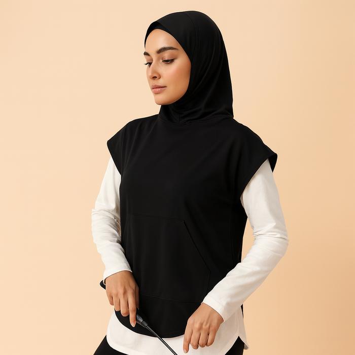 Rompi olahraga wanita CX023 baju olahraga muslim hijab freindly pakaian olahraga - Black