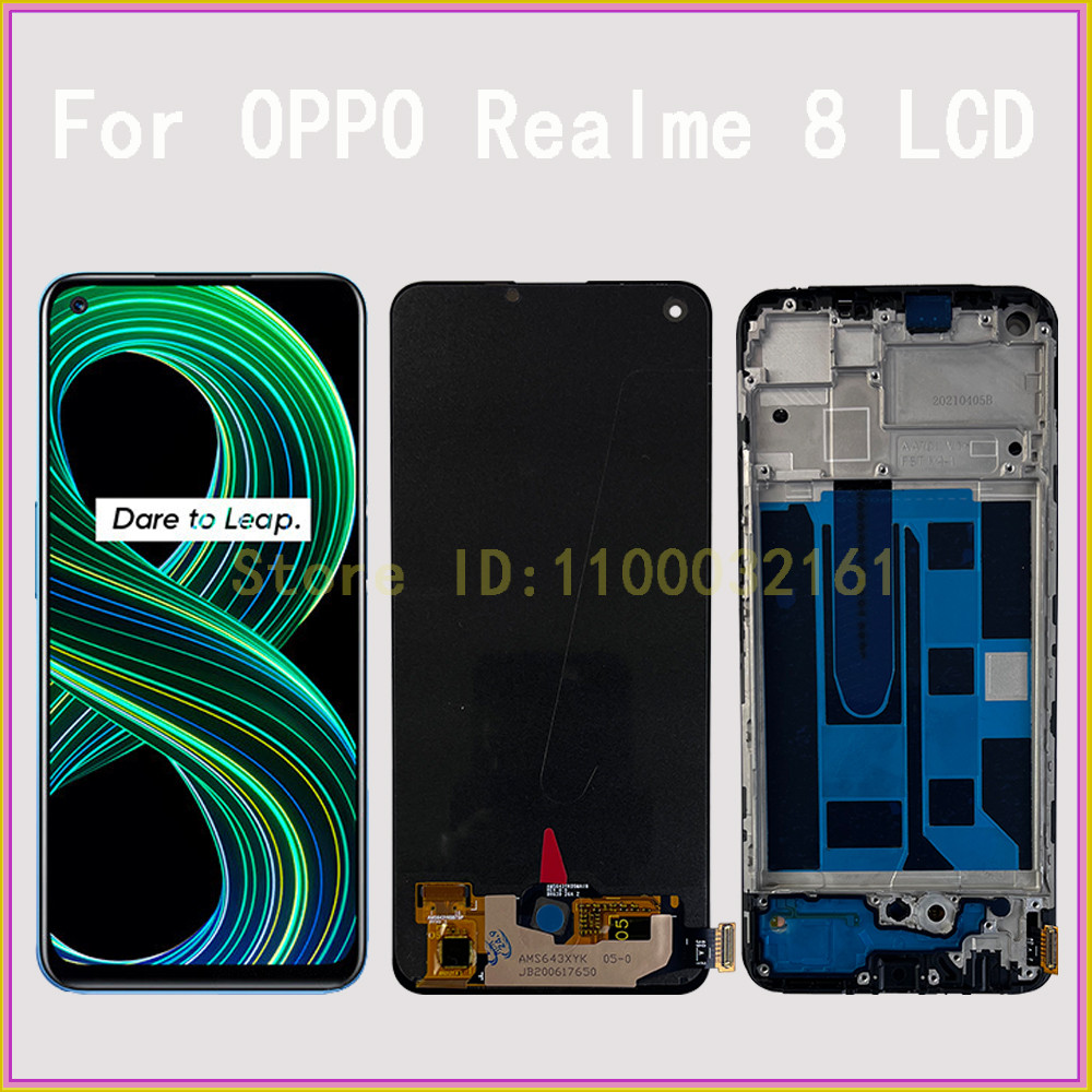 New OLED For OPPO Realme 8 LCD Tou Screen gitizer For Realme 8 4G LCD splay RMX3085 LCD Replacement 