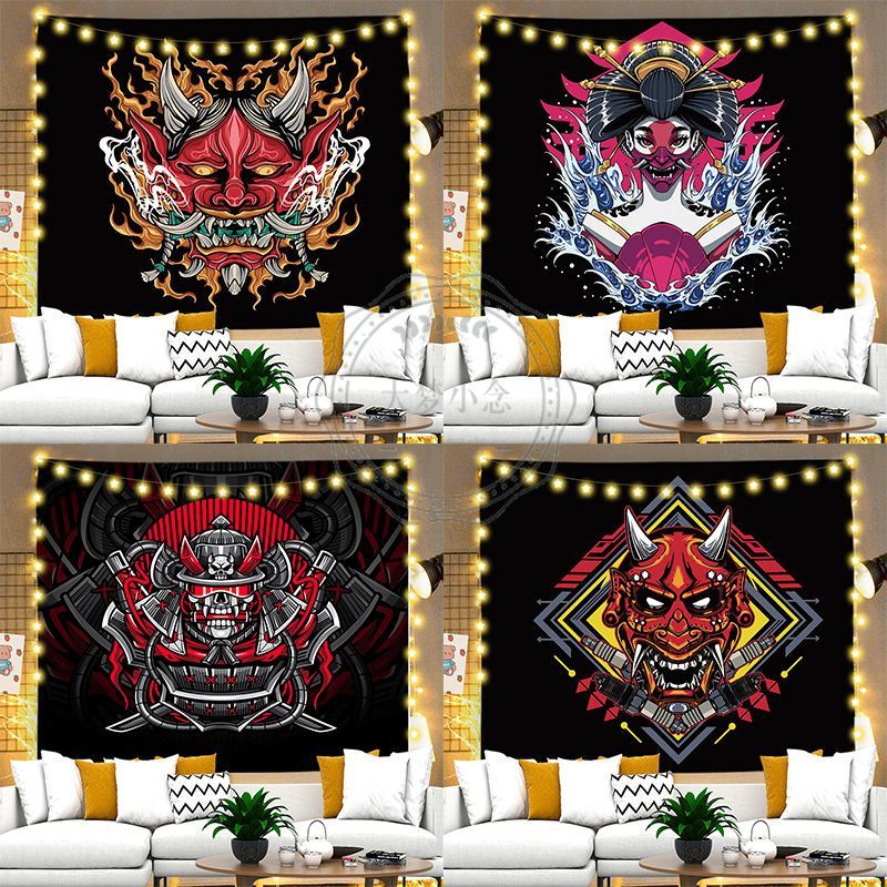 Kain Latar Belakang Ukiyo-e Jepang Kain Gantung Samurai Kain Gantung Asrama Dekorasi Kamar Tidur ins