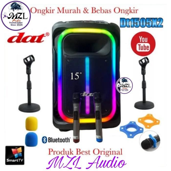 Speaker wireless portable Dat Dt1505x2 RGB Original 15 inch canggih
