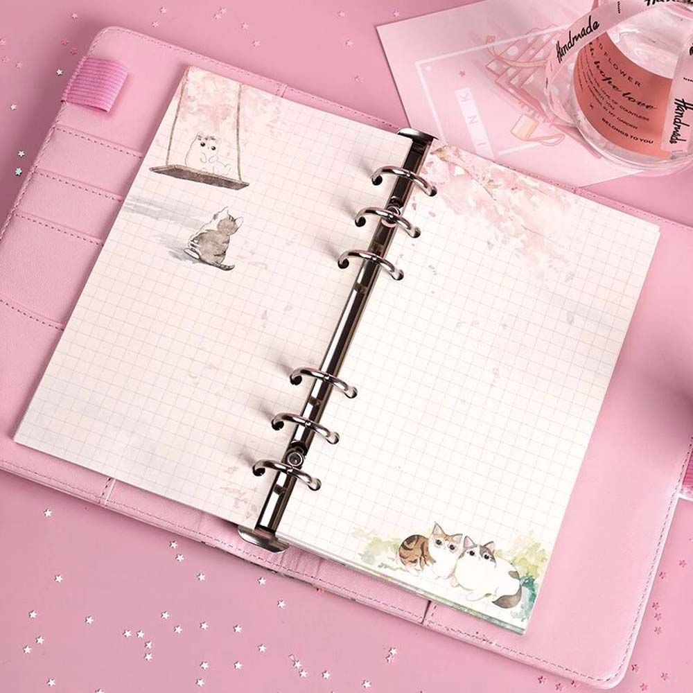 Blank AgendaPages Notebook Binder Line Pages Notebook Refill Sakura And Cat Binder 80 Sheets Loose L