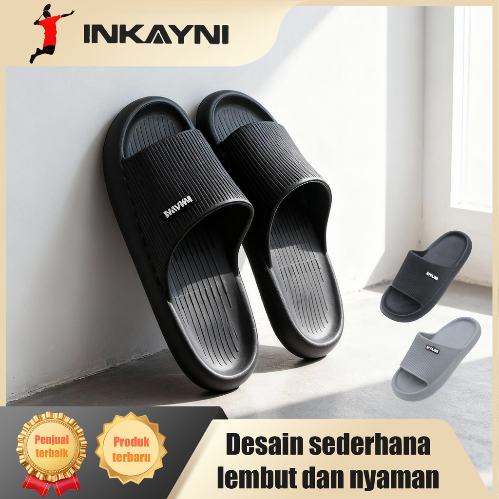 Inkayni Sandal Pria Karet Empuk Anti Slip Sepatu Sandal Pria Slop Karet Ori Sandal Slip on Pria Casu