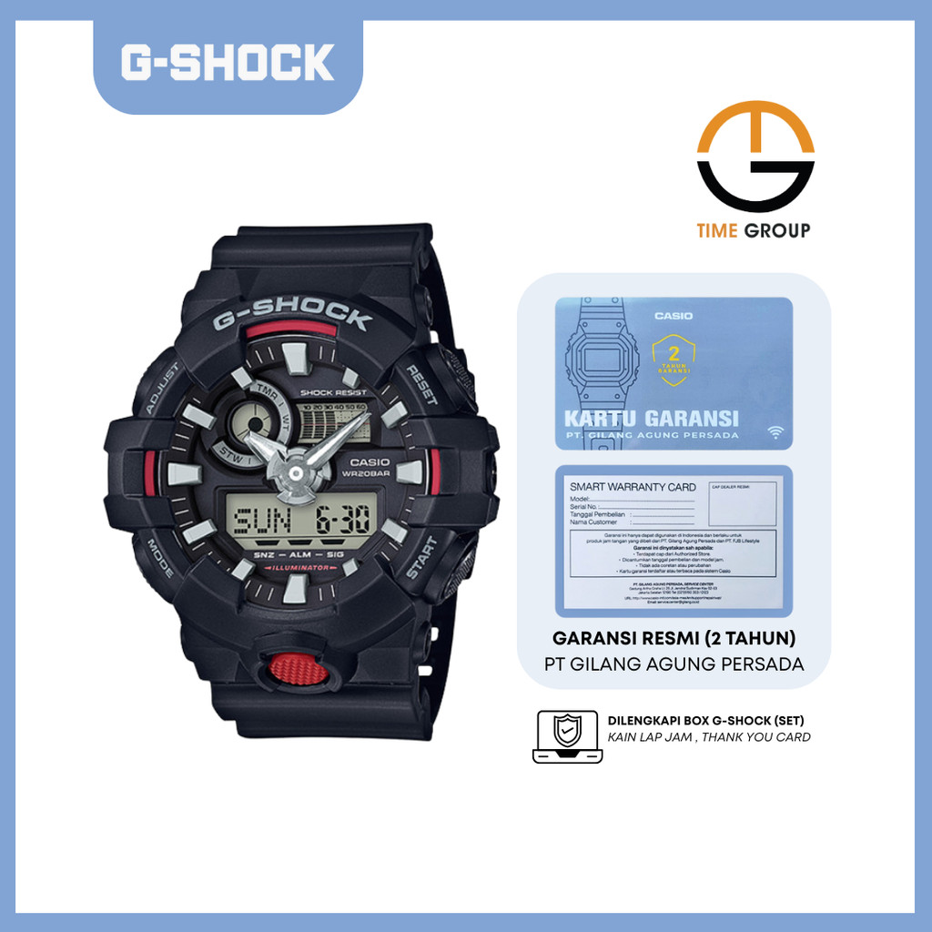 JAM TANGAN PRIA CASIO G-SHOCK GA700-1AD GA-700-1 DIGITAL ANALOG BLACK RUBBER STRAP
