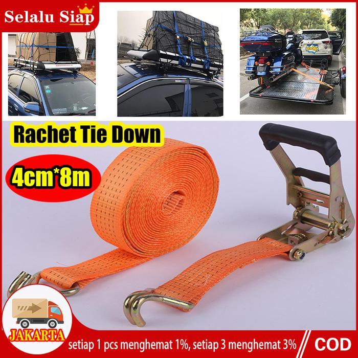Selalu Siap 10T Rachet Tie Down 4/5 CM x 4/6/810 Meter Tali Pengikat Motor Truk KUAT & AWET Easy Loc