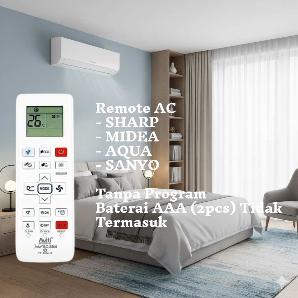 Remot Remote AC Midea Sharp Aqua Sanyo Universal JOKER AC-SMA