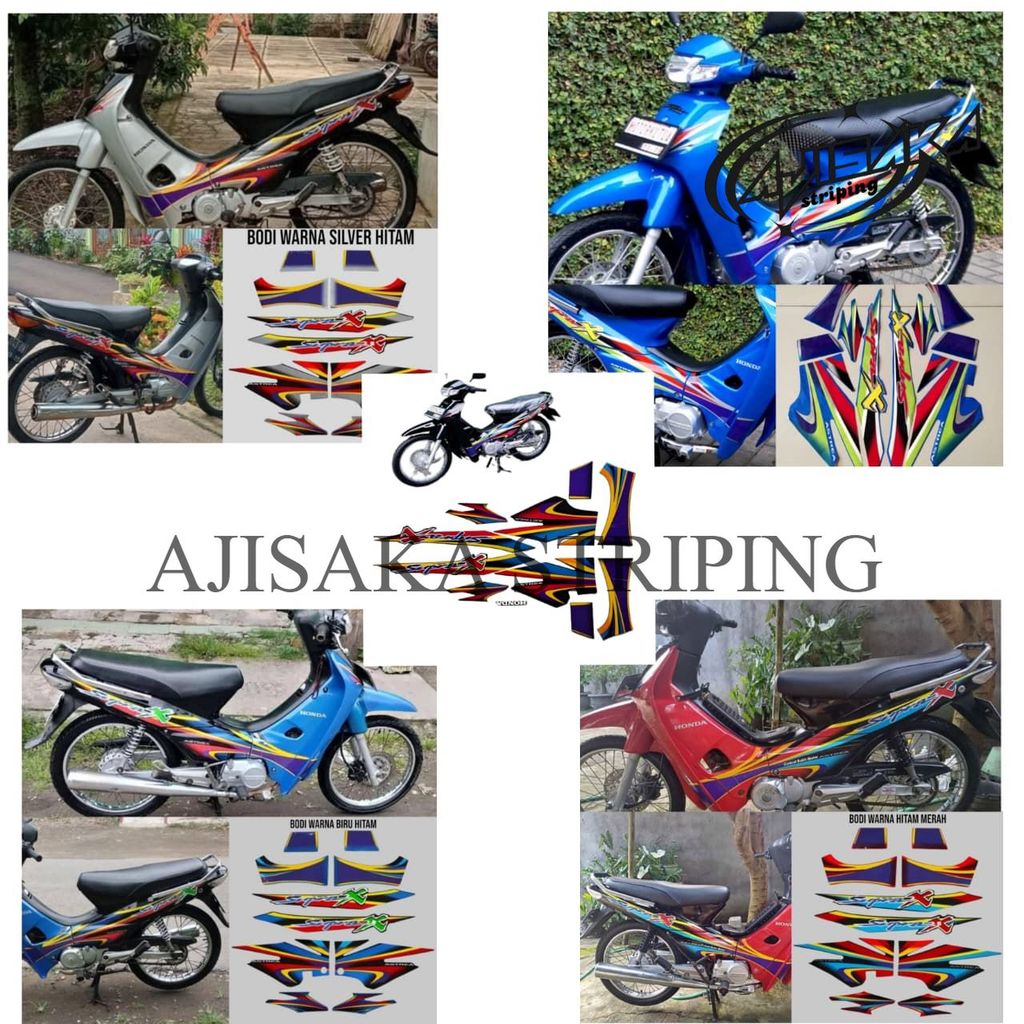 polet Striping Stiker list motor honda supra x 100 2004 2005 hitam full list body standar berkualita
