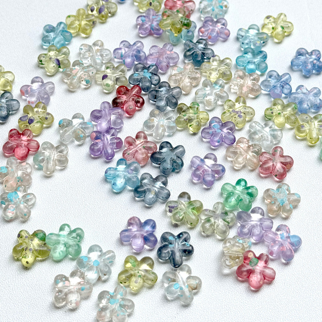 Biizu Beads 10 gr Manik-manik Akrilik Clear Colorful Dots - BUNGA PLUM BLOSSOM