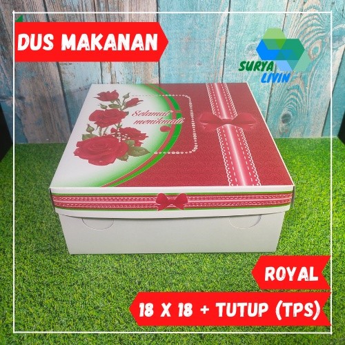Kotak Makanan Tutup Pisah 18x18 / Dus Nasi Box Kue Motif TPS Royal