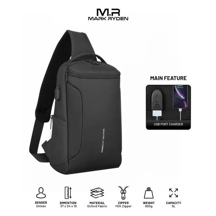 Mark Ryden MR7069 Crossbody Shoulder Bag - Tas Selempang Sling - BLACK