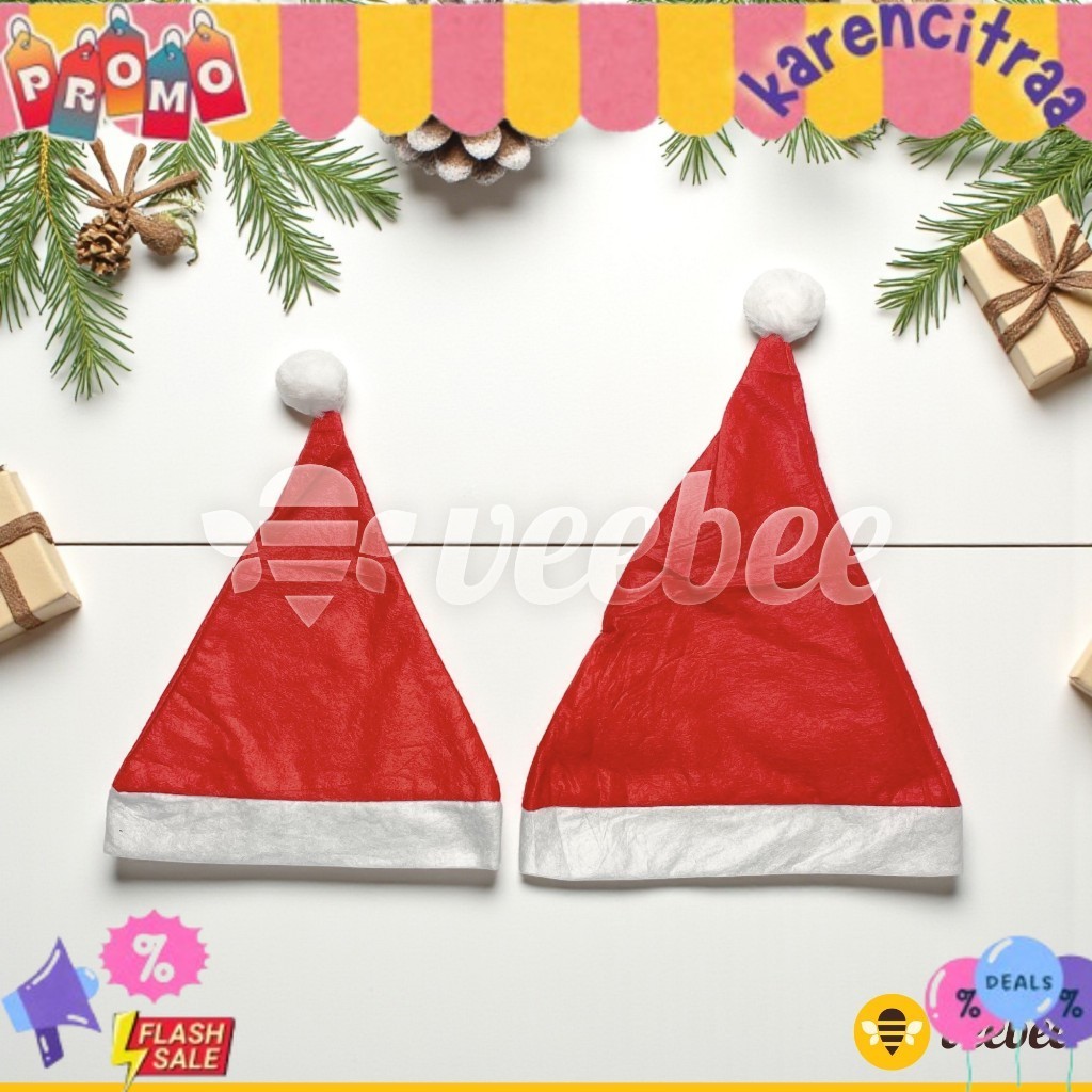 Topi natal polos dewasa anak/ Topi natal polos anak/topi natal flanel TERLARIS !!! VB