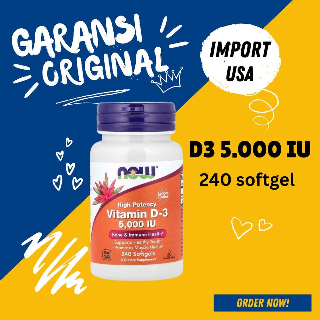 Ori Now Vitamin D3 5000 iu - 240 softgels / Now Foods D3 5000iu
