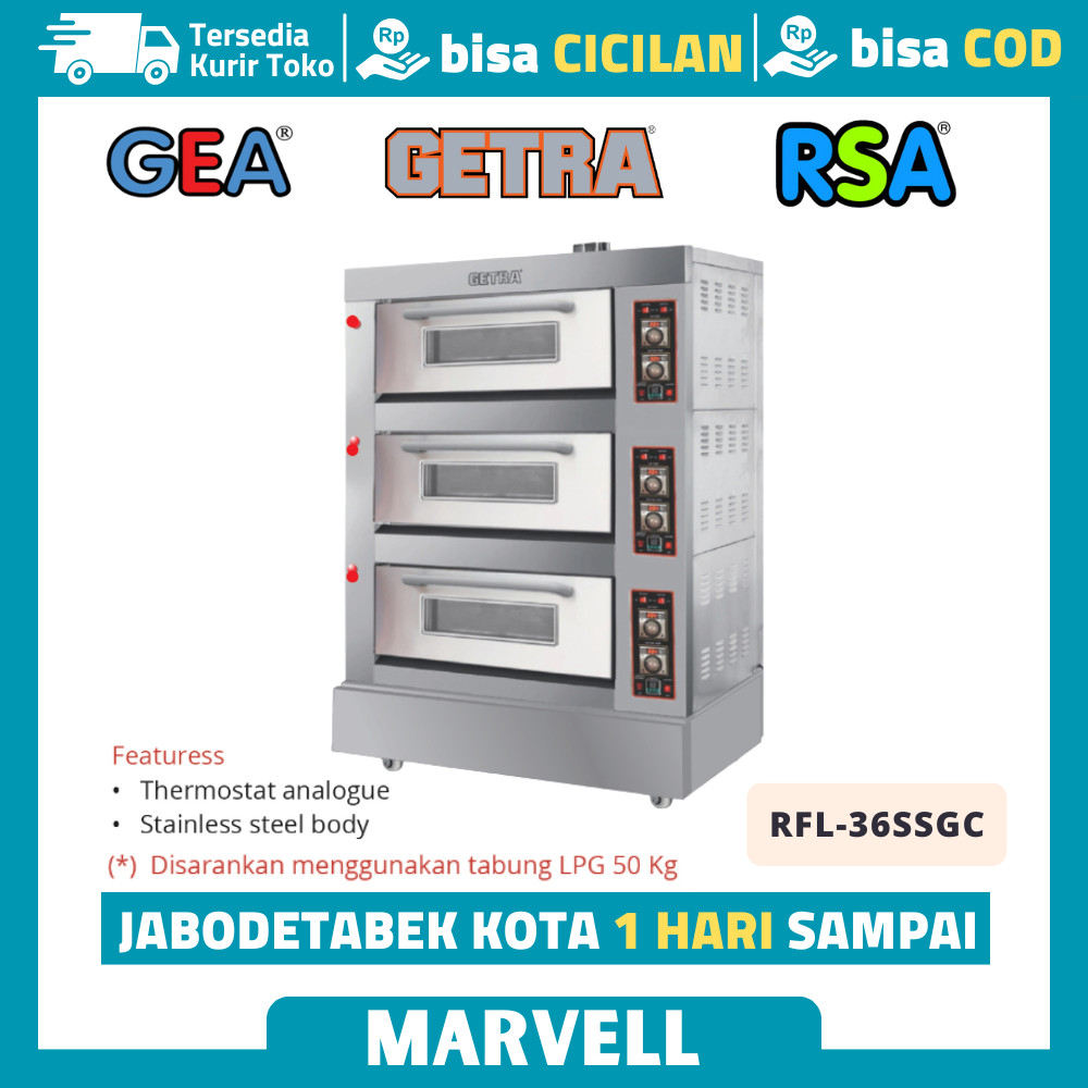 Oven Gas Roti 3 Deck 6 Tray Getra Rfl-36ssgc.e Oven Roti Gas 3 Deck 6 Tray Garansi Resmi