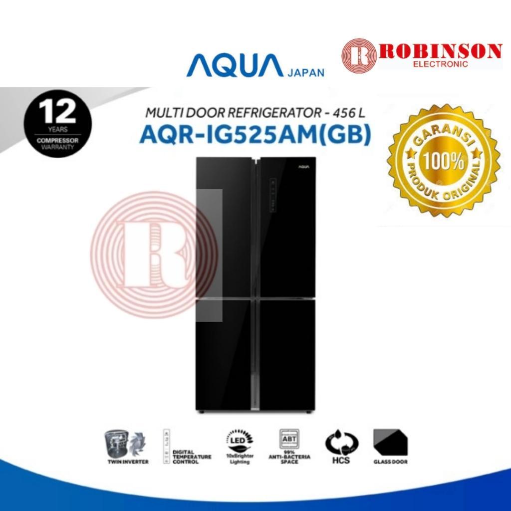 AQUA KULKAS 4 PINTU INVERTER BLACK GLASS AQR-IG525AM (MEDAN)