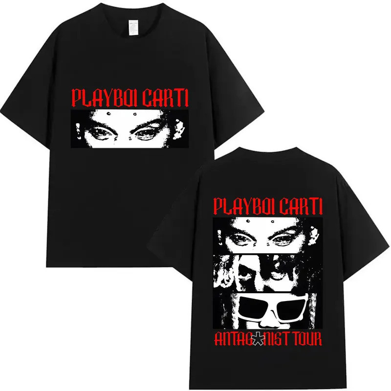 Musim panas baru Rapper PLAYBOI CARTI ANTAGONIST Tour 2025 Hadiah Penggemar Kaos Pria Hip Hop Longga
