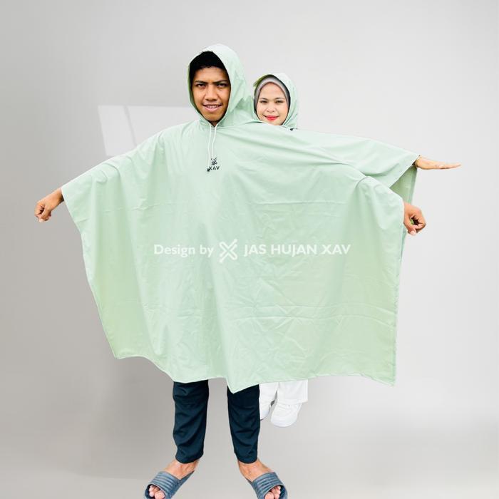 BISA COD - XAV Jas Hujan Ponco 2 Kepala Jumbo Dewasa Pria Wanita Bahan PVC 025 Terlaris Tebal Anti R