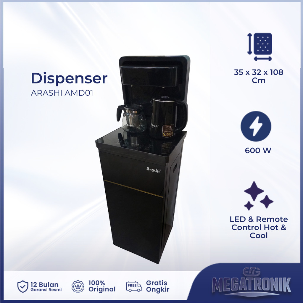 Arashi Dispenser AMD01B Dispenser Galon Bawah AMD 01 B Bottom Load low watt