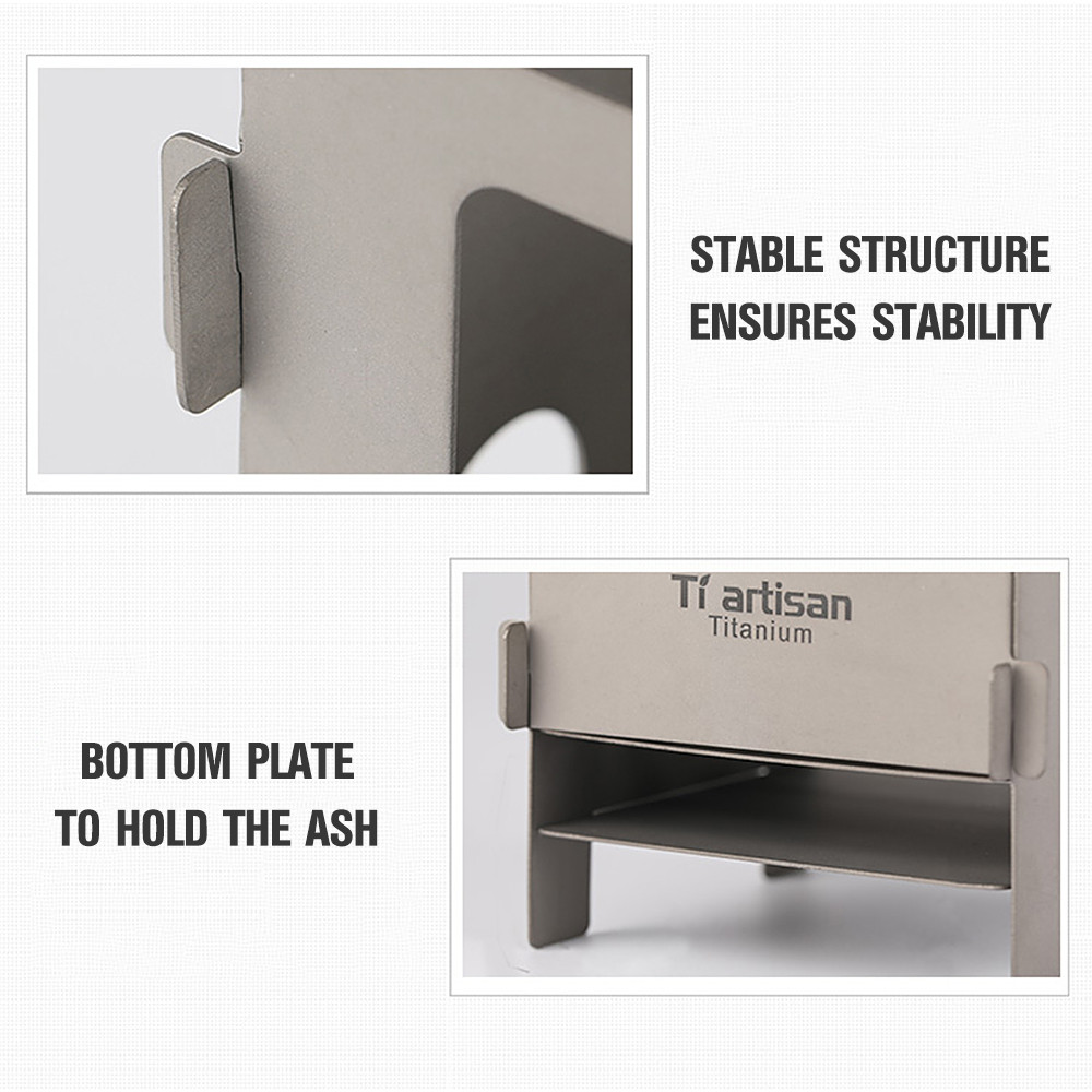 Portable Foldable Titanium Wood Burning Stove  Stove Outdoor Camping Cooking Picnic Backpacking Stov