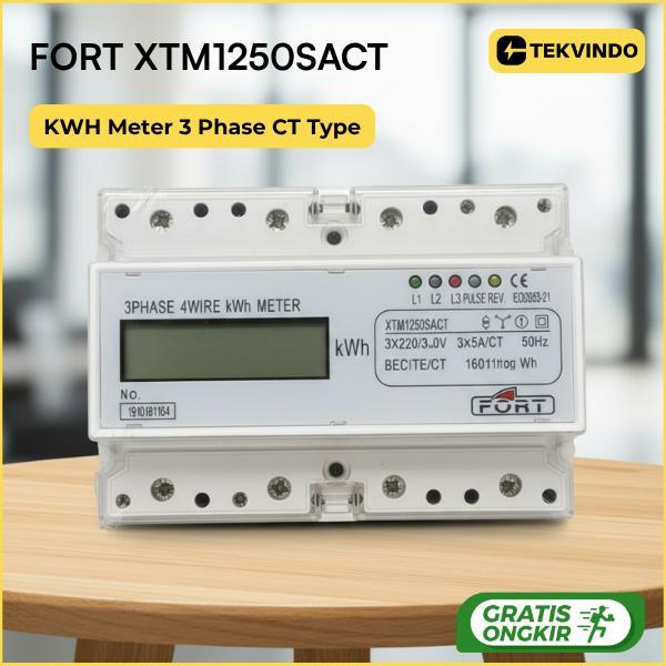 KWH Meter 3 Phase FORT XTM1250SACT Digital CT Type Multifunction Energy Meter Panel Listrik