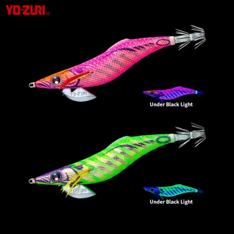 YO-ZURI A1753 Glow Sea Boat Fishing Night Glow Wooden Shrimp EGI JIGS Big Tail Squid Bait Lure Luya