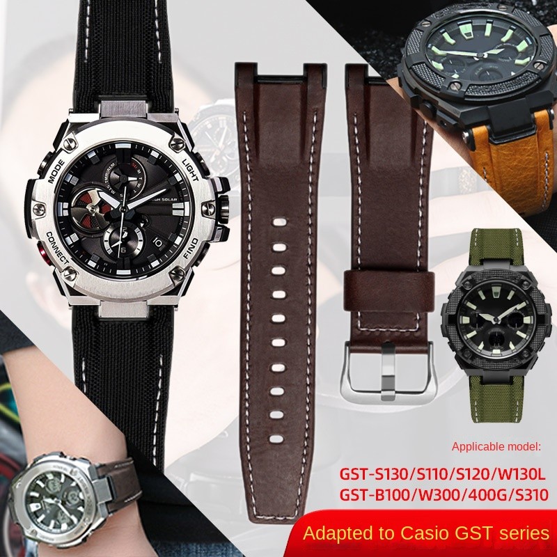 Genuine Leather Wat Strap For Casio G-SHOCK GST-210/W120L/S130L/S310 GST-B100 W300/400G Noted Men Wa