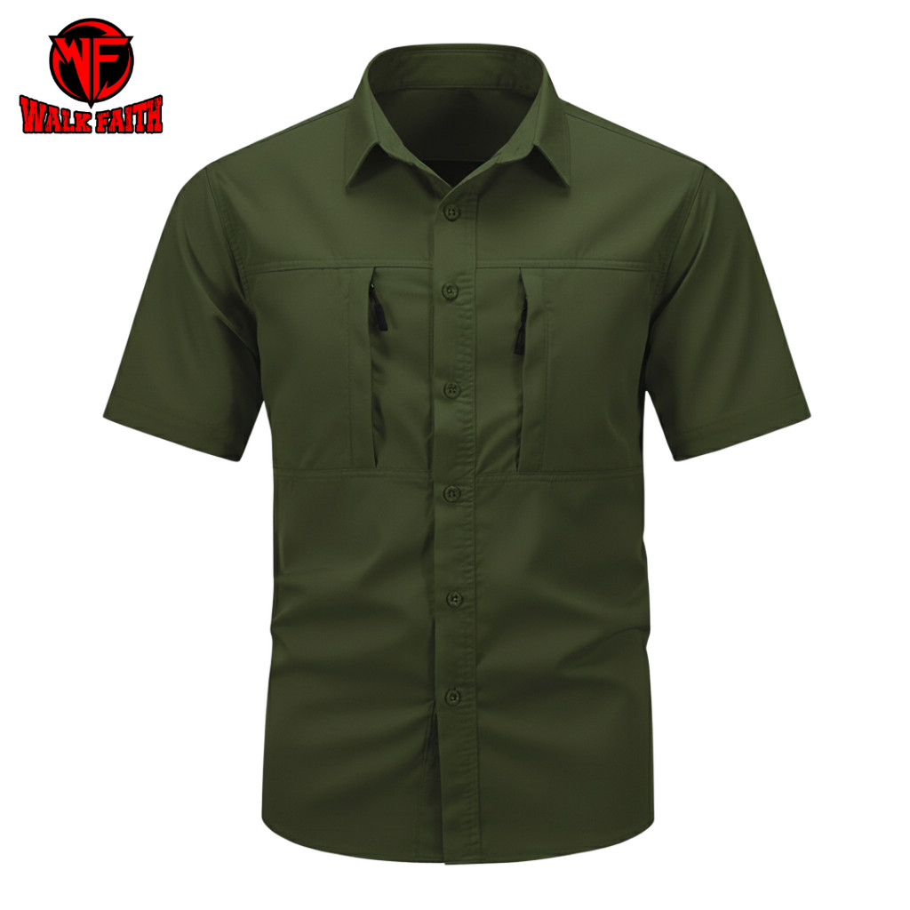 Kemeja Tactical Hijau Army / Kemeja Tactical Pria Lengan Pendek / Kemeja Tactical Pria / Kemeja