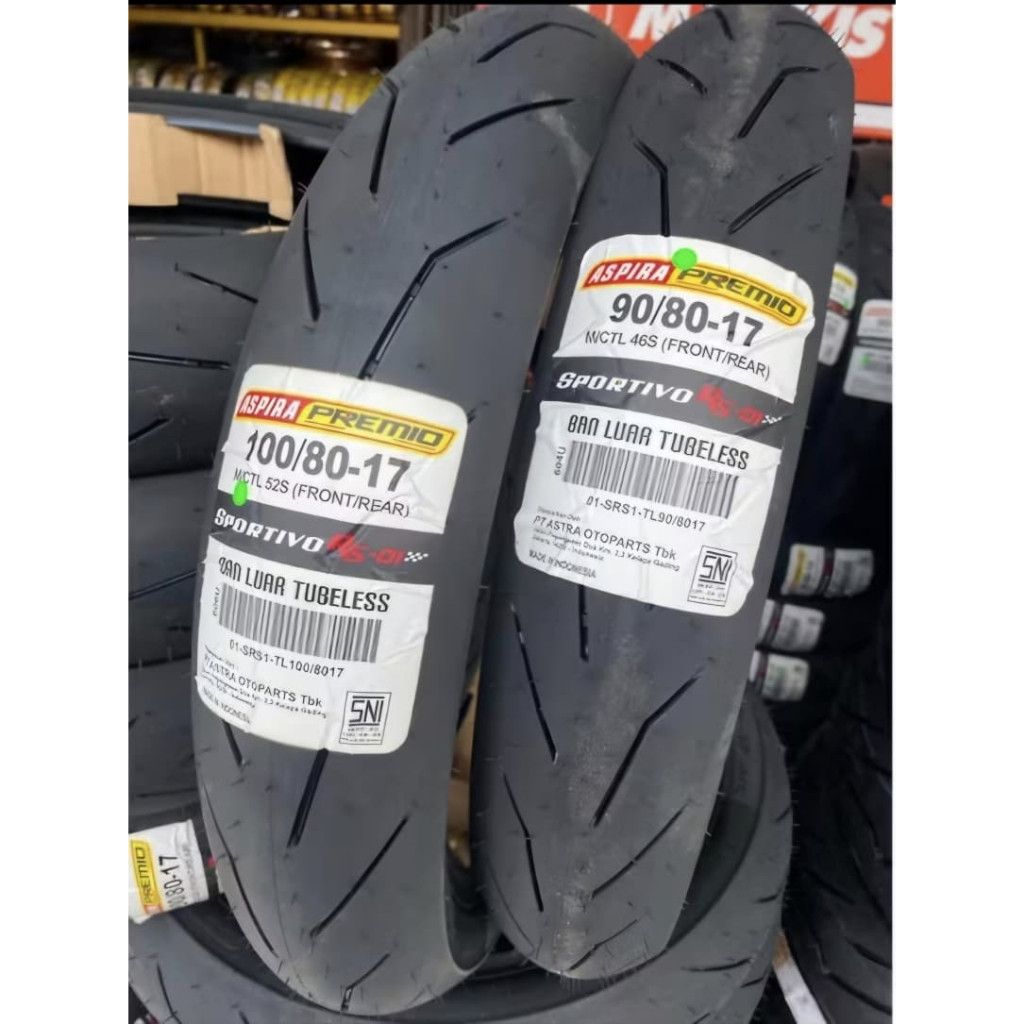 BAN LUAR ASPIRA 90/80-17, 100/80-17 SPORTIVO RS01 SOFT COMPOUND TUBELESS BAN MOTOR