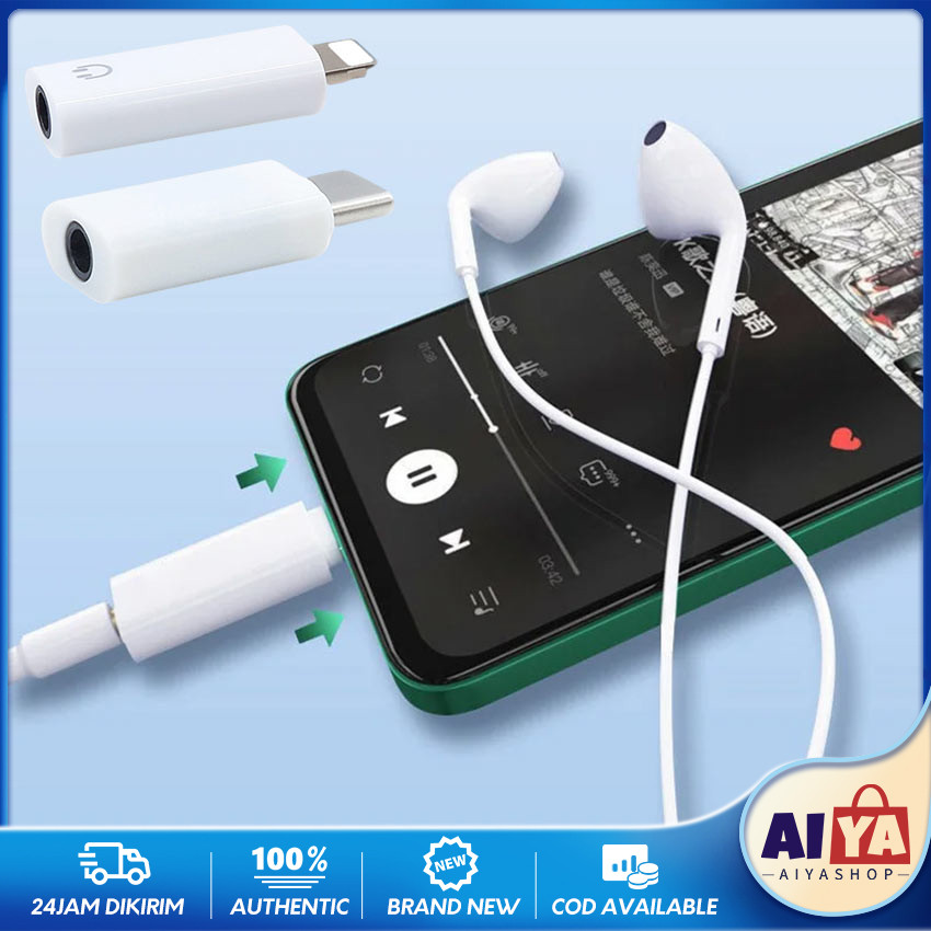 Konverter Adapter Audio Headset Earphone Lightning / TYPE C TO Jack Aux 3.5mm , Sambungan Headset ke