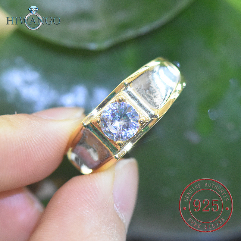 HIWANGO Cincin Emas 18K Fashion Pria Zircon AAAAA