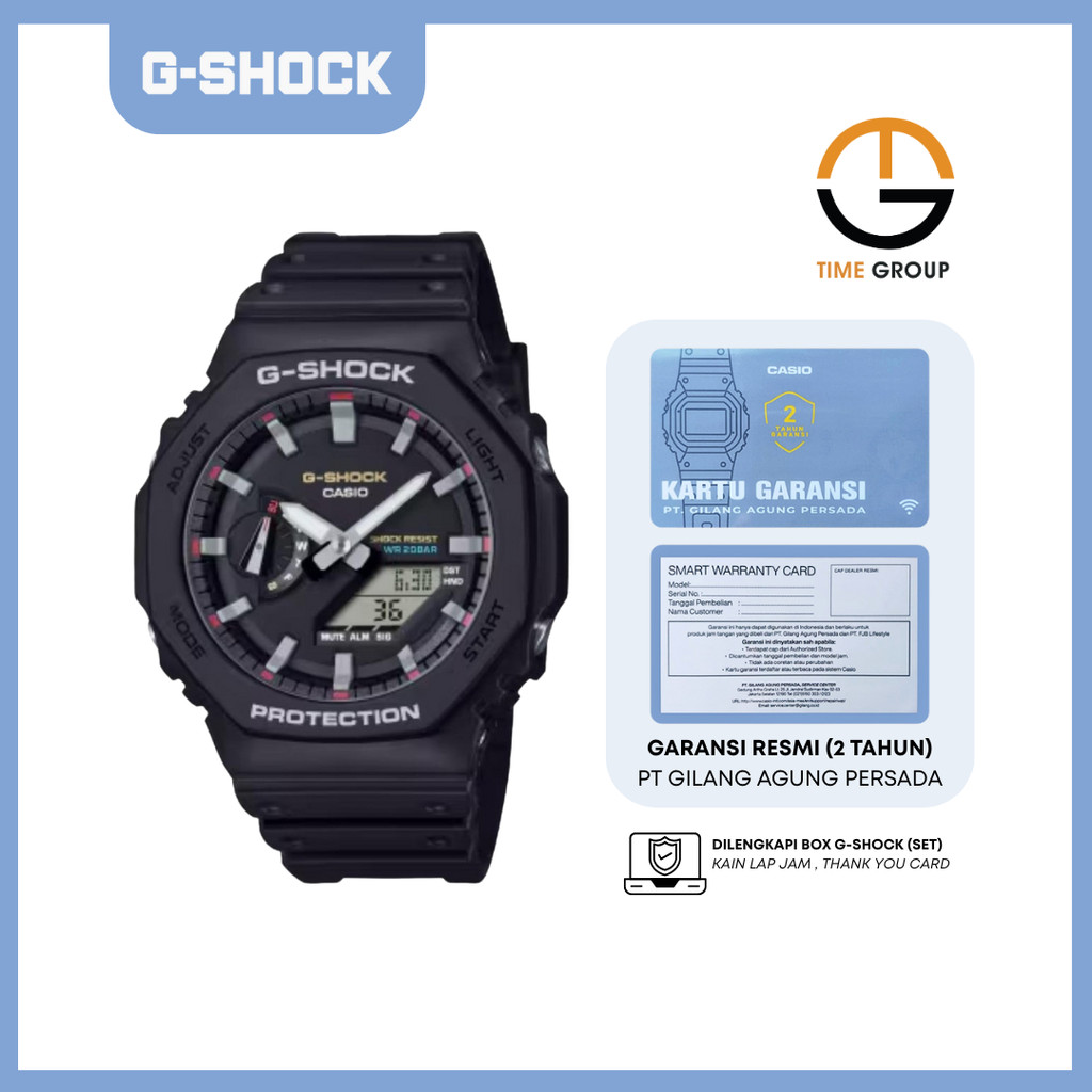 JAM TANGAN PRIA CASIO G-SHOCK GA-2100RL-1 GA2100RL-1AD ANALOG-DIGITAL BLACK RESIN STRAP ORIGINAL