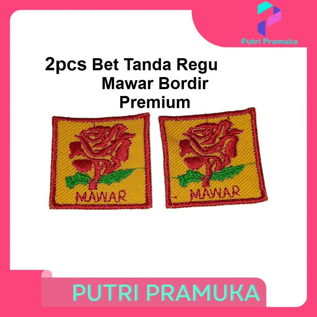 (2pcs) Bet Tanda Regu Mawar Bordir Premium diameter 4cm Pramuka Putri