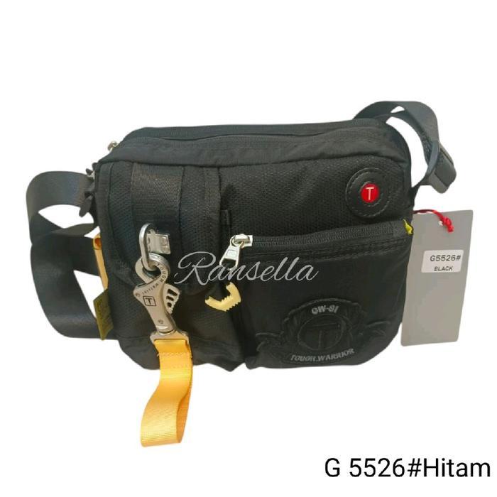 Tas slingbag selempang Pria wanita Tough Warrior 5526 Kualitas Import crossbody bag - Hitam