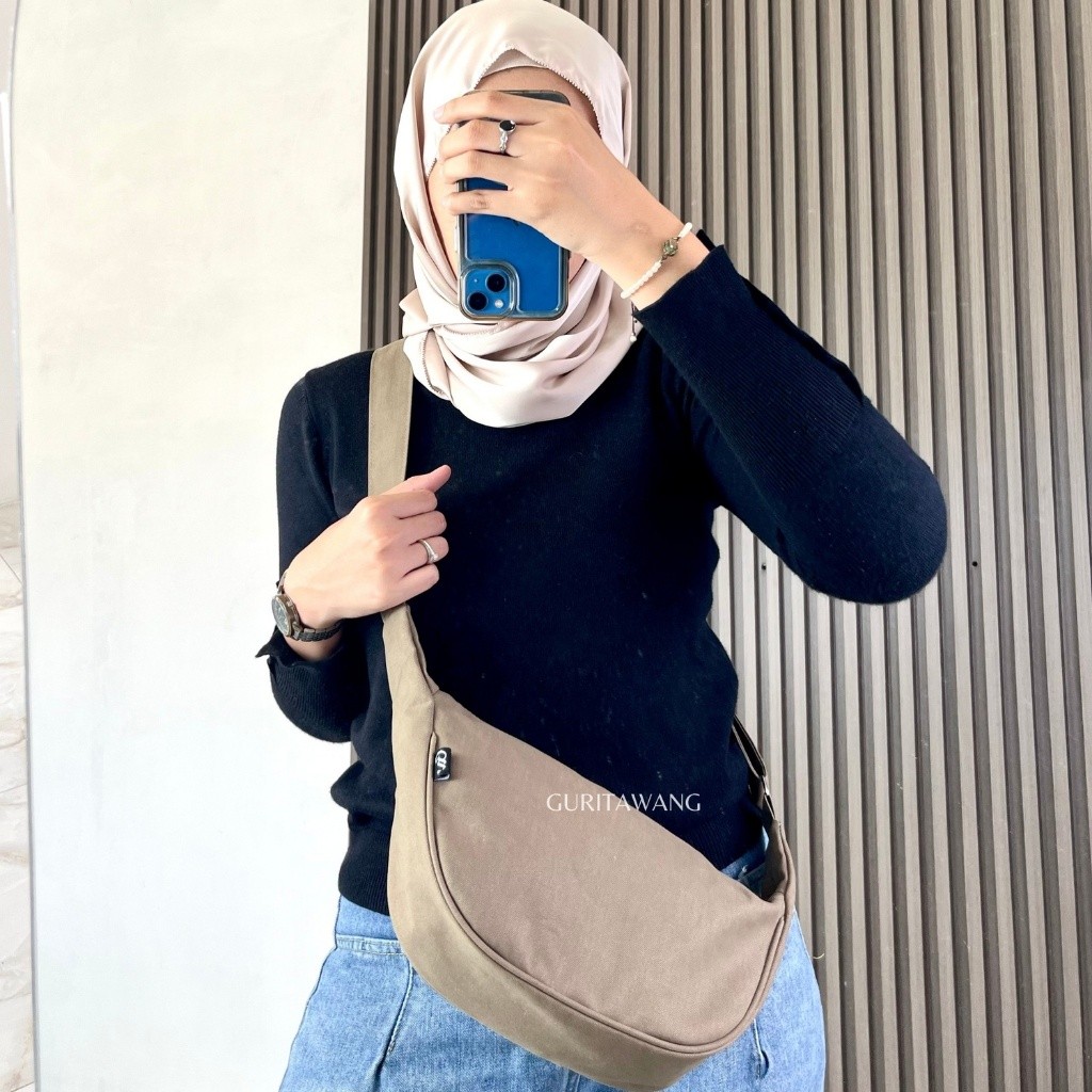 DOMOR_SHOP  [GURITAWANG] Haiko Bag Tas Selempang & Bahu Kanvas Wanita Sling Bag Shoulder Bag