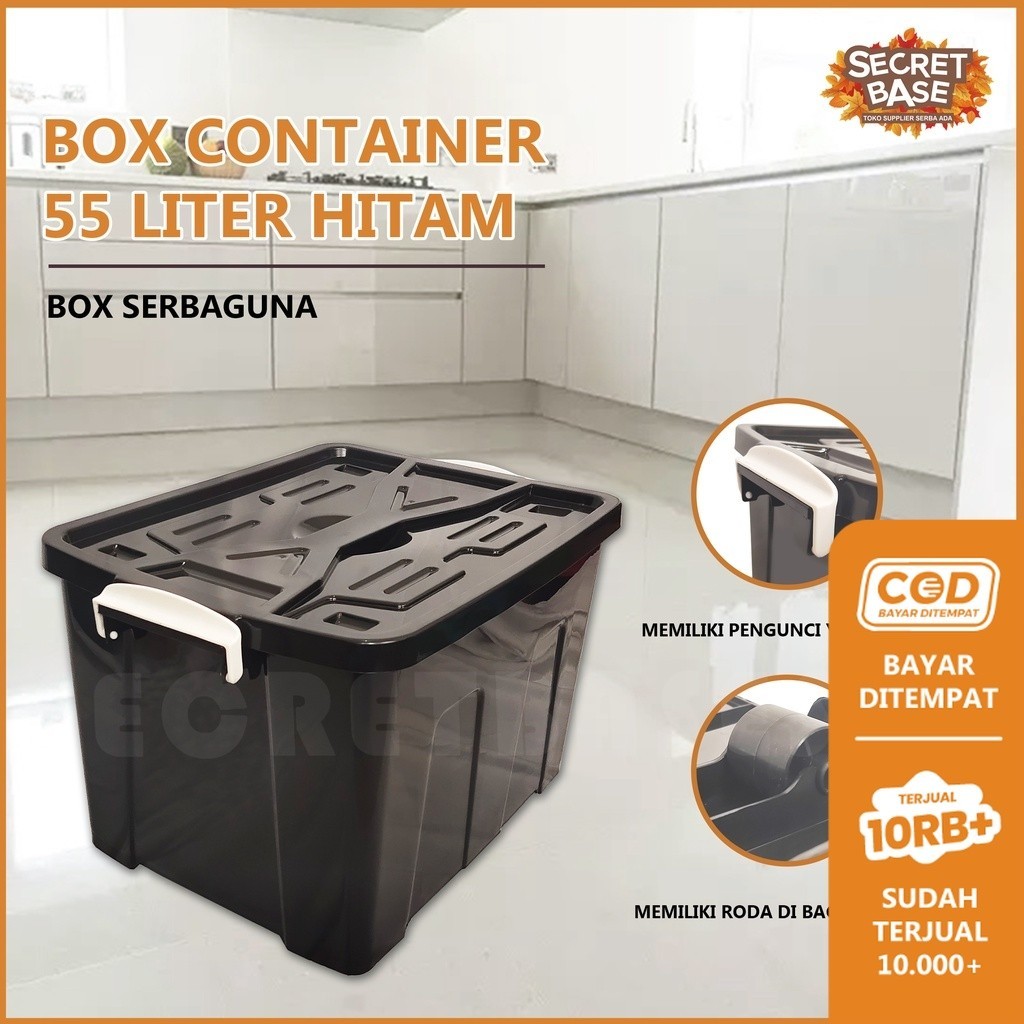 BOX CONTAINER 55 LITER + RODA - Kontainer Box Plastik / Container Box Besar