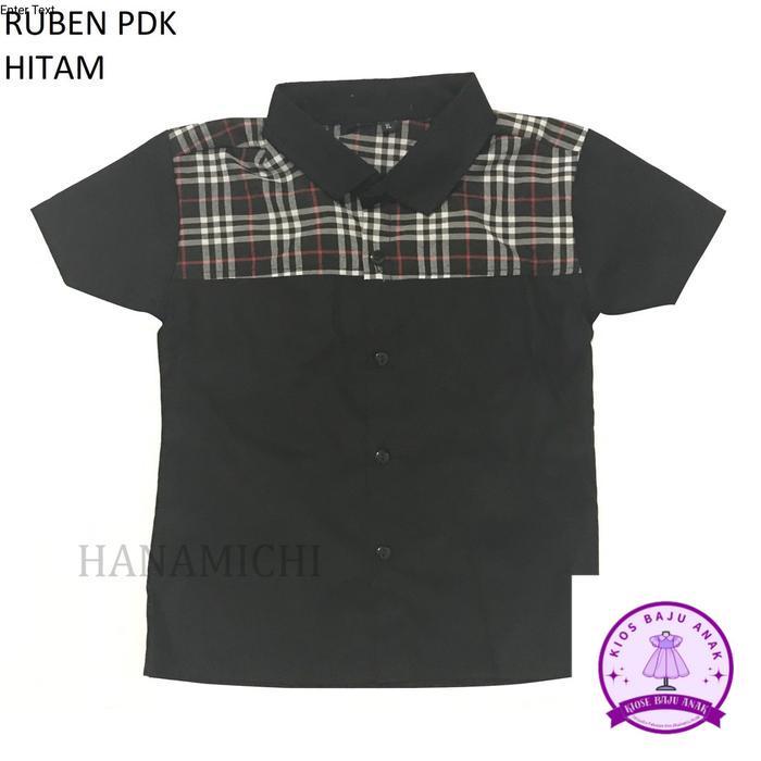 Kiminori RUBEN Kemeja Anak Lengan Pendek - HITAM, S