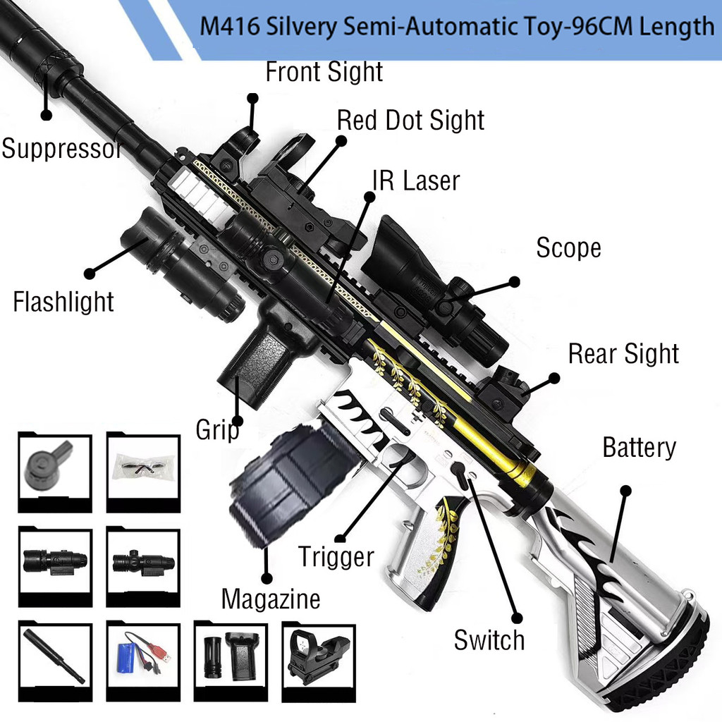M416 Auto Electric Gel Blasters with Realistic Recoil Vibration Feedback for Outdoor Team Battle Gam