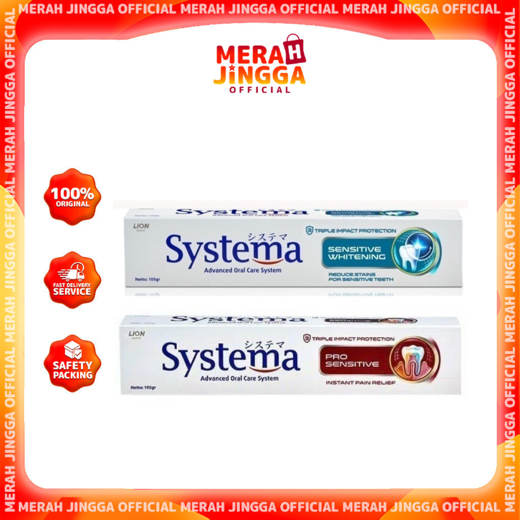 Systema Pasta Gigi 105gr | Pro Sensitive - Sensitive Whitening  | Merah Jingga Official